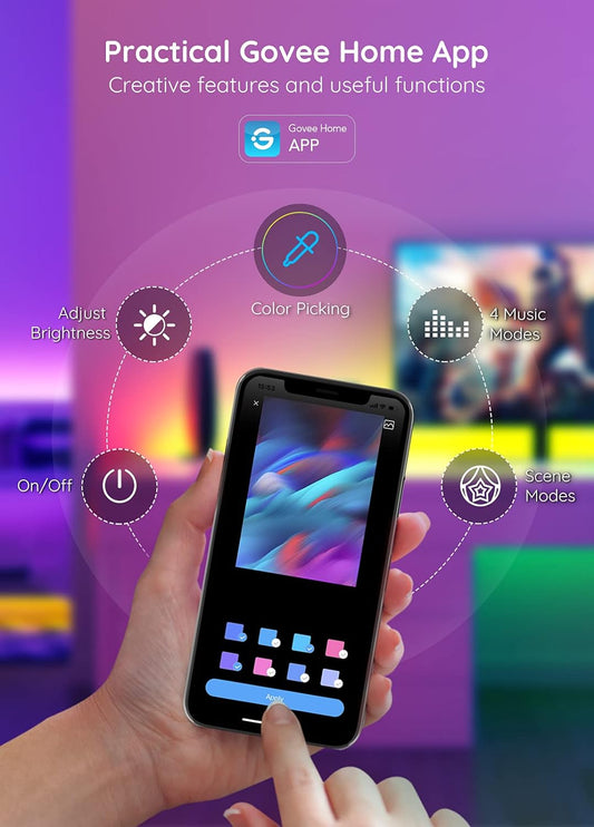 Tira de luces Govee LED RGBIC WI-FI con aplicación IOS Y Android